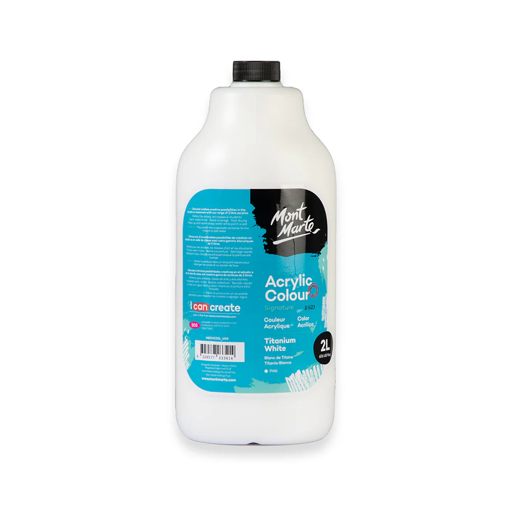 Acrylic Colour Paint Signature 2L (67.6 US fl.oz) Bottle – Titanium White - Image 3