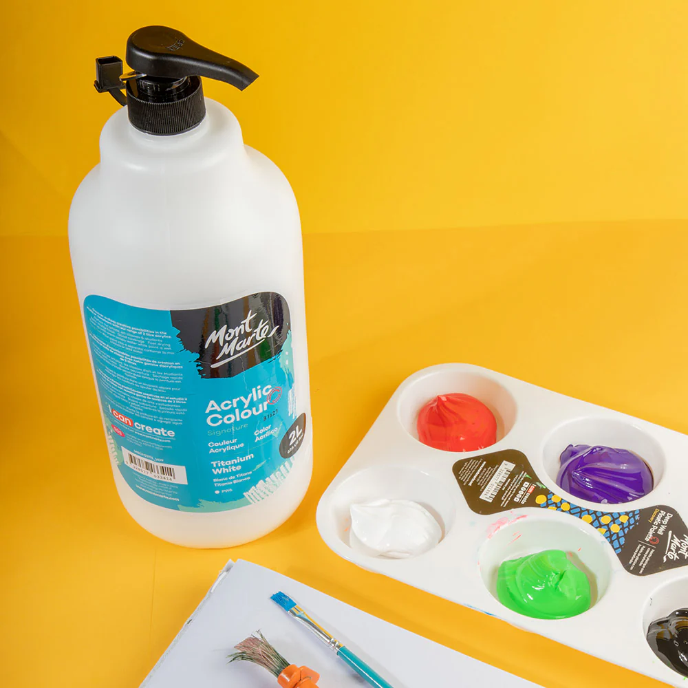 Acrylic Colour Paint Signature 2L (67.6 US fl.oz) Bottle – Titanium White - Image 6