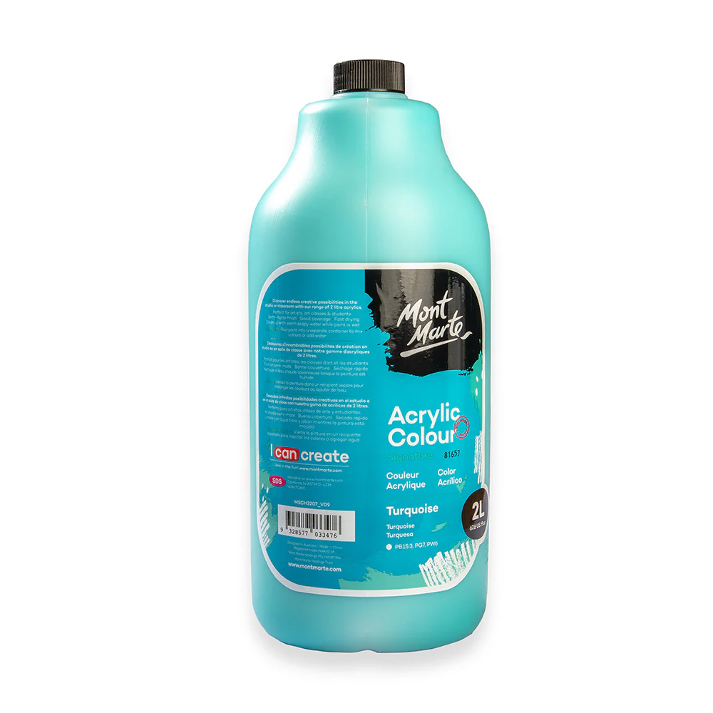 Acrylic Colour Paint Signature 2L (67.6 US fl.oz) Bottle – Turquoise - Image 3