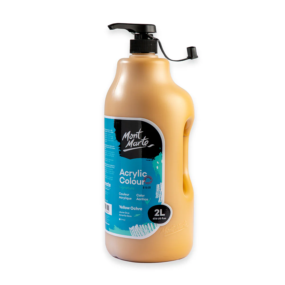 Acrylic Colour Paint Signature 2L (67.6 US fl.oz) Bottle – Yellow Ochre - Image 2