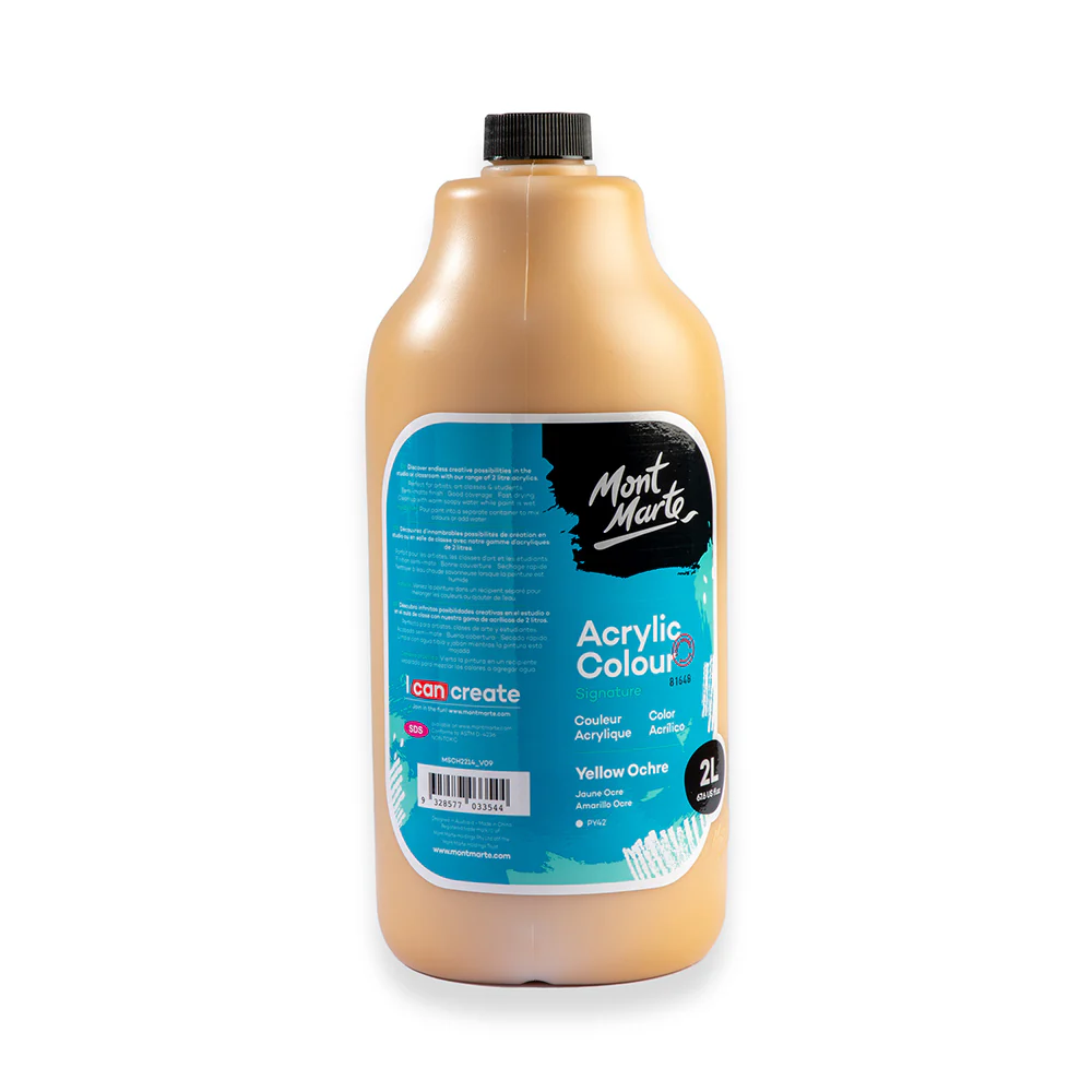 Acrylic Colour Paint Signature 2L (67.6 US fl.oz) Bottle – Yellow Ochre - Image 3