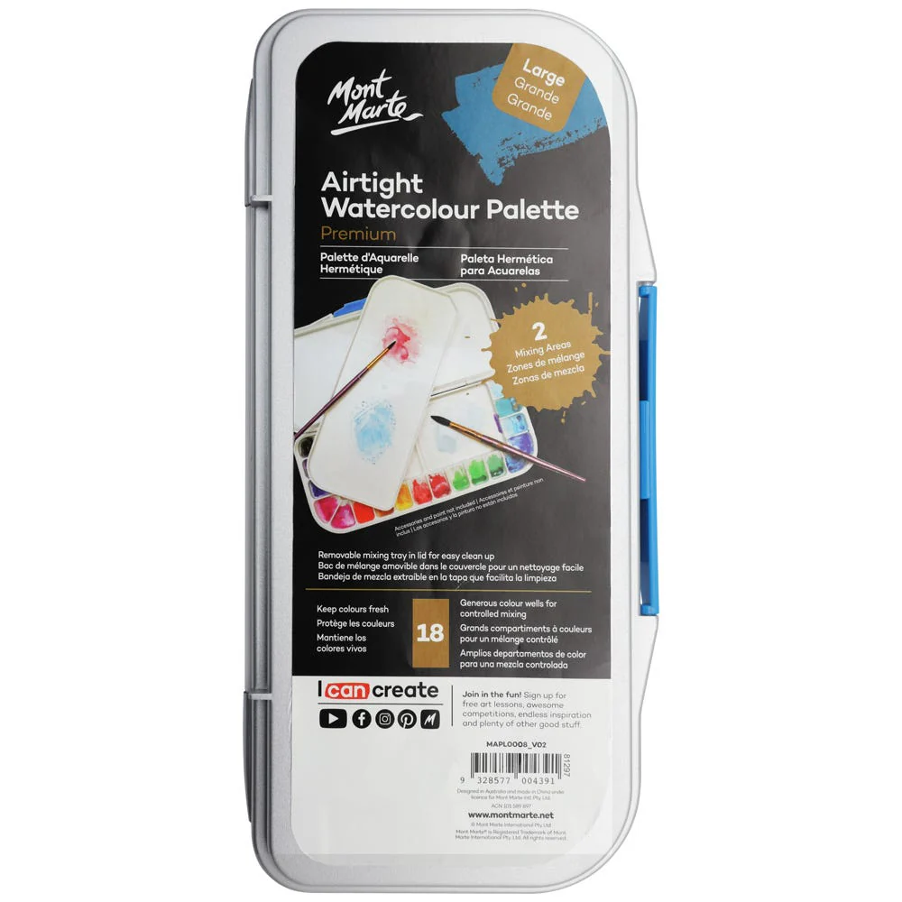 Air Tight Watercolour Palette Premium 18 Slot Large