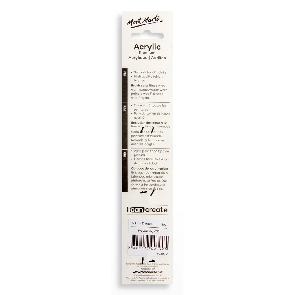 Artist Acrylic Brush Premium Taklon Detailer 2/0 - Image 5