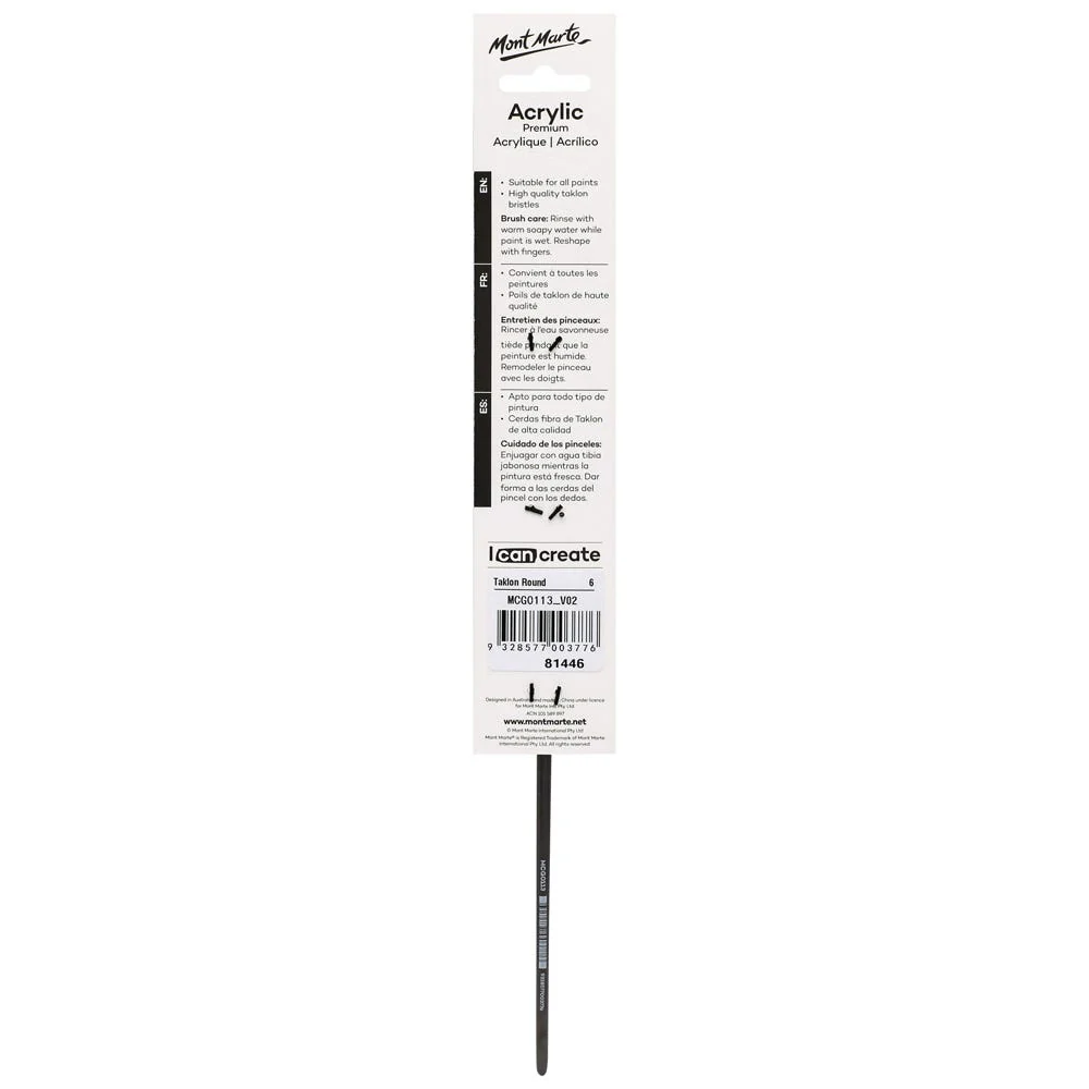 Artist Acrylic Brush Taklon Round 6 - Image 3