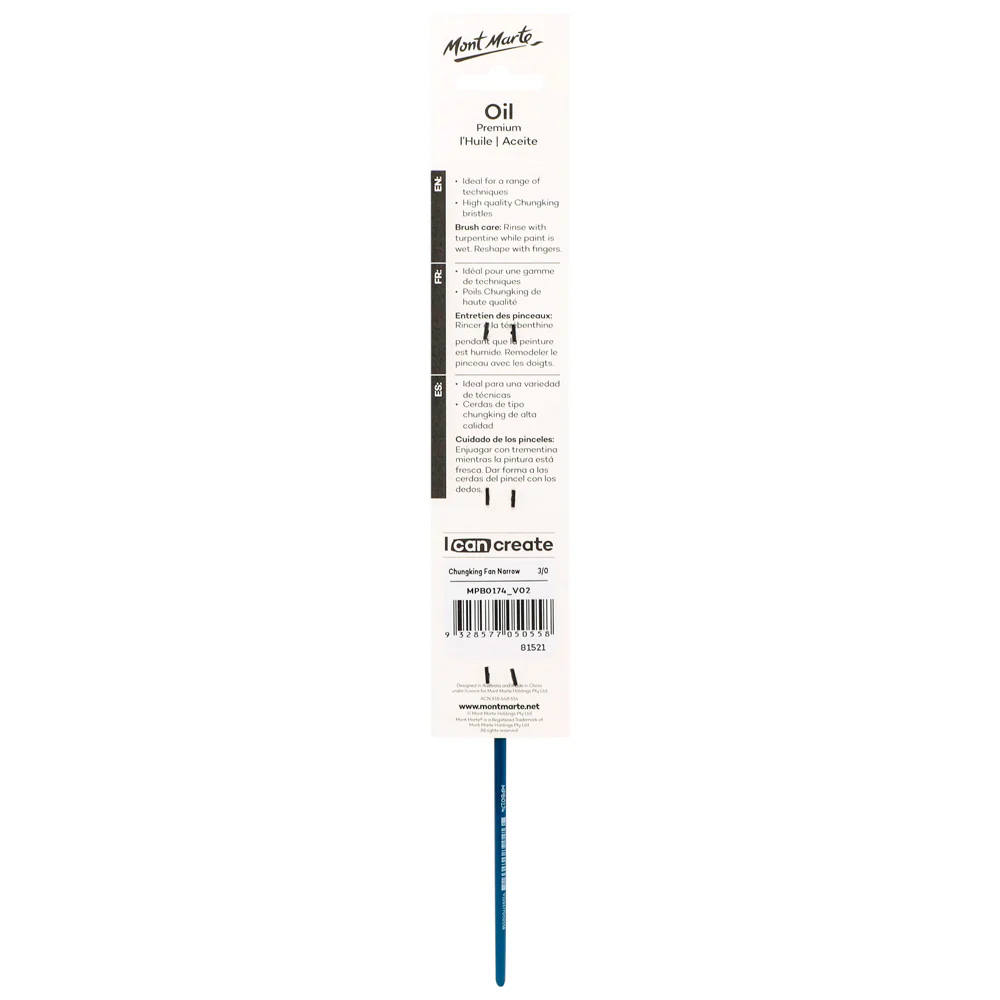 Artist Oil Brush Premium Chungking Fan Narrow 3/0 - Image 2