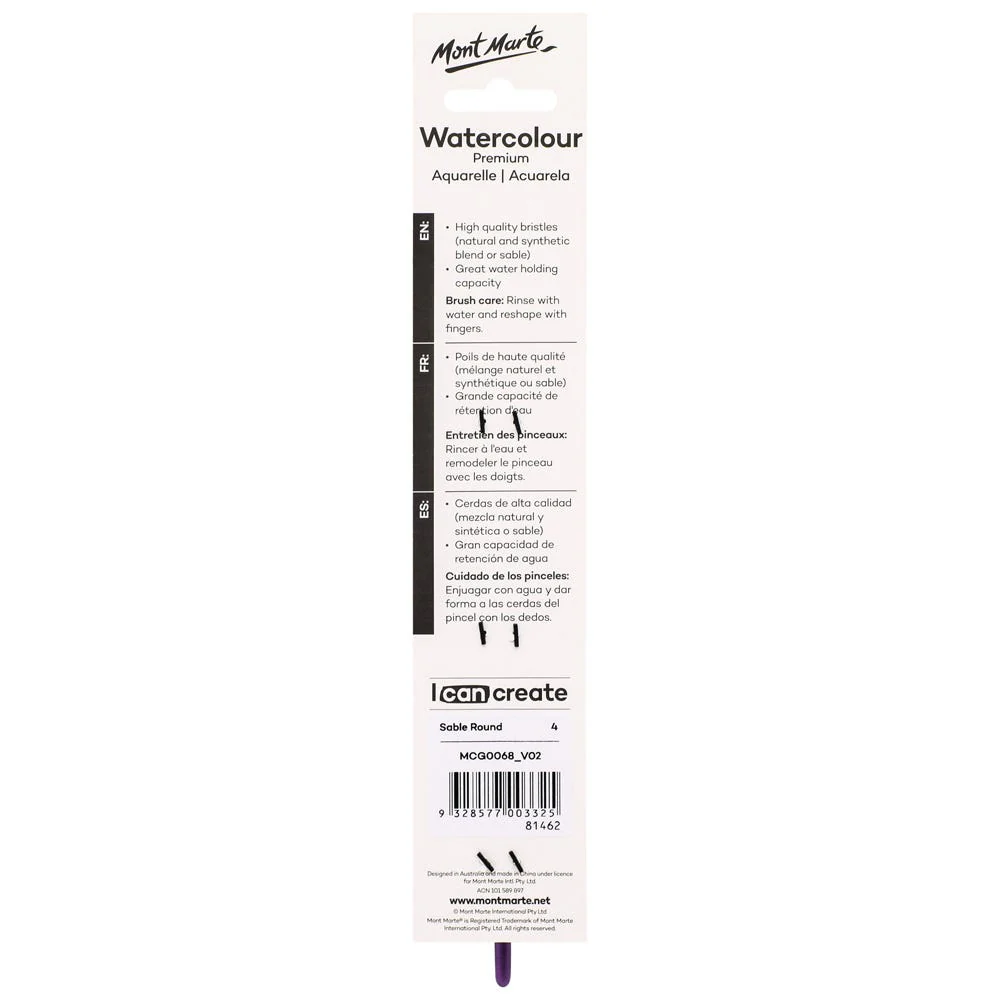 Artist Watercolour Brush Premium Sable Round 4 - Image 2