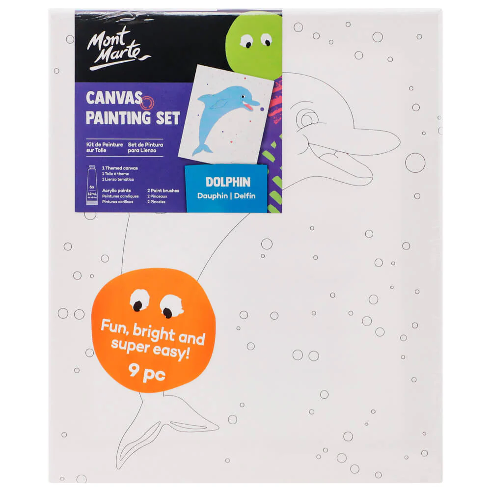 Canvas Painting Set 9pc - Dolphin