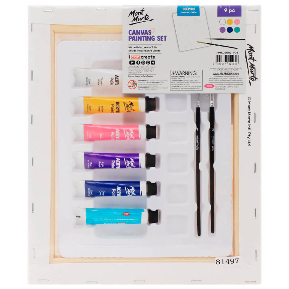 Canvas Painting Set 9pc - Dolphin - Image 2