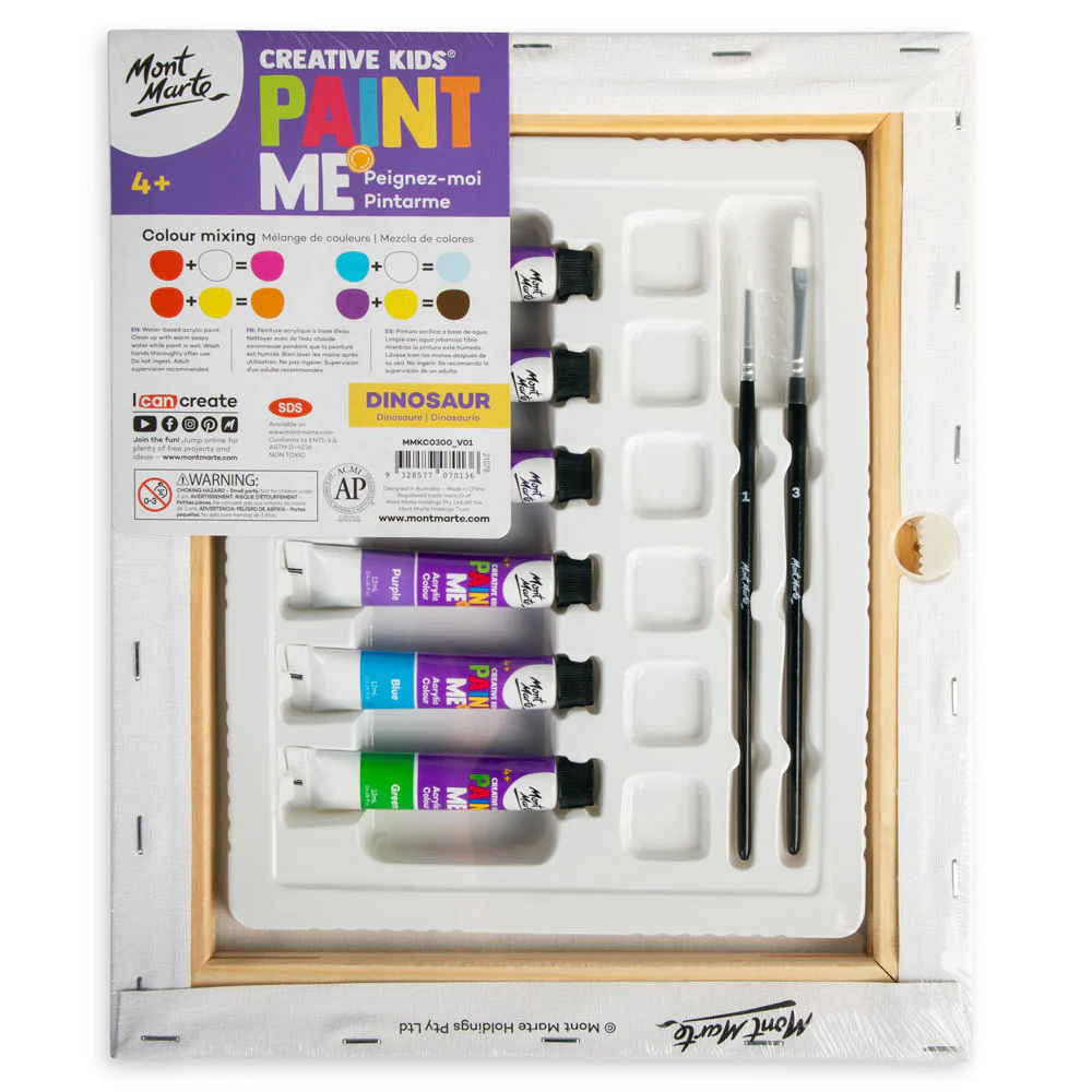 Creative Kids Paint Me Canvas Set 9pc - Dinosaur - Image 4