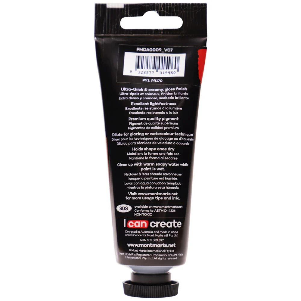 Dimension Acrylic Premium 75ml (2.5 US fl.oz) Tube - Azo Vermillion - Image 2