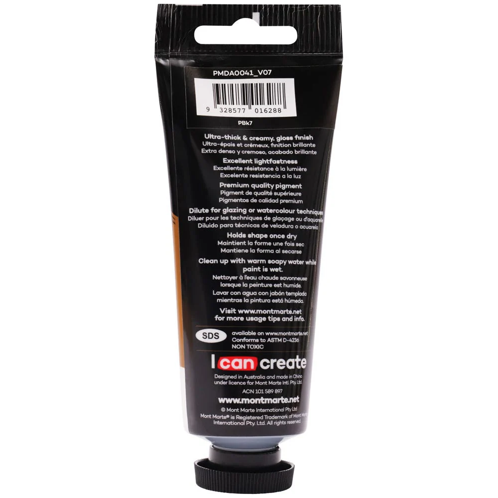 Dimension Acrylic Premium 75ml (2.5 US fl.oz) Tube - Lamp Black - Image 3