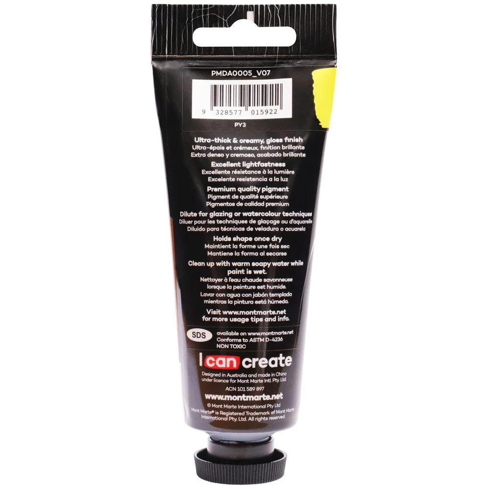 Dimension Acrylic Premium 75ml (2.5 US fl.oz) Tube - Lemon Yellow - Image 3