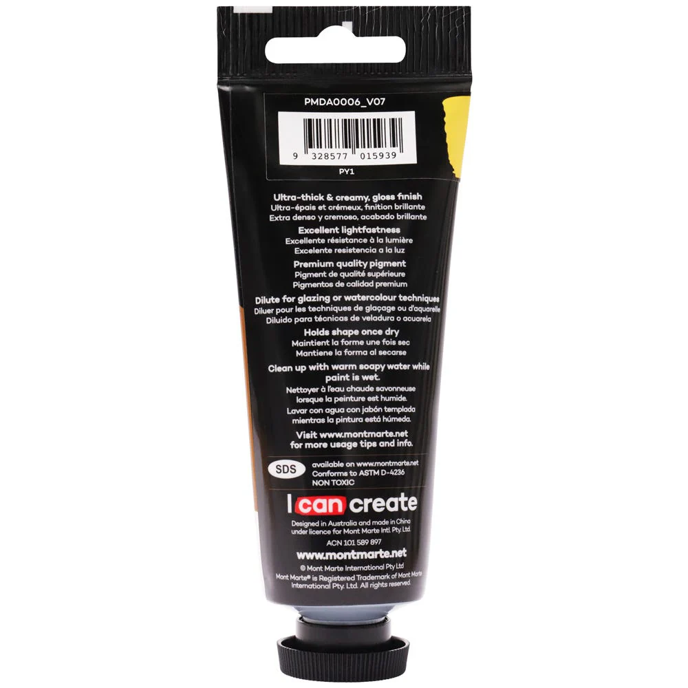Dimension Acrylic Premium 75ml (2.5 US fl.oz) Tube - Medium Yellow - Image 3