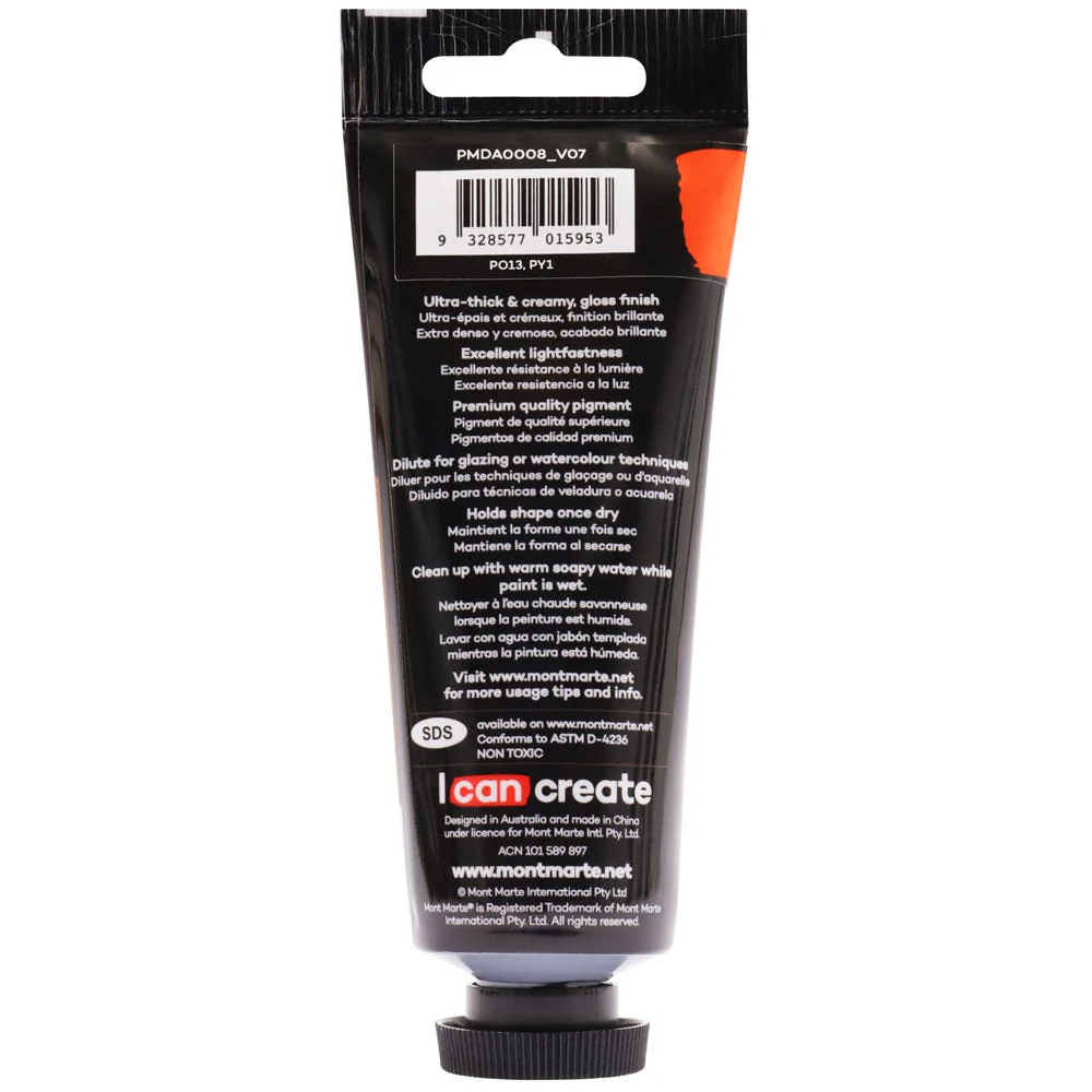 Dimension Acrylic Premium 75ml (2.5 US fl.oz) Tube - Orange - Image 3