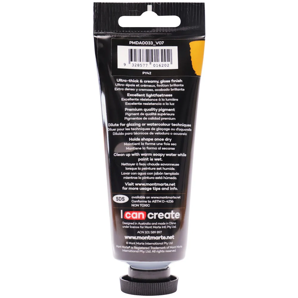 Dimension Acrylic Premium 75ml (2.5 US fl.oz) Tube - Yellow Ochre - Image 2