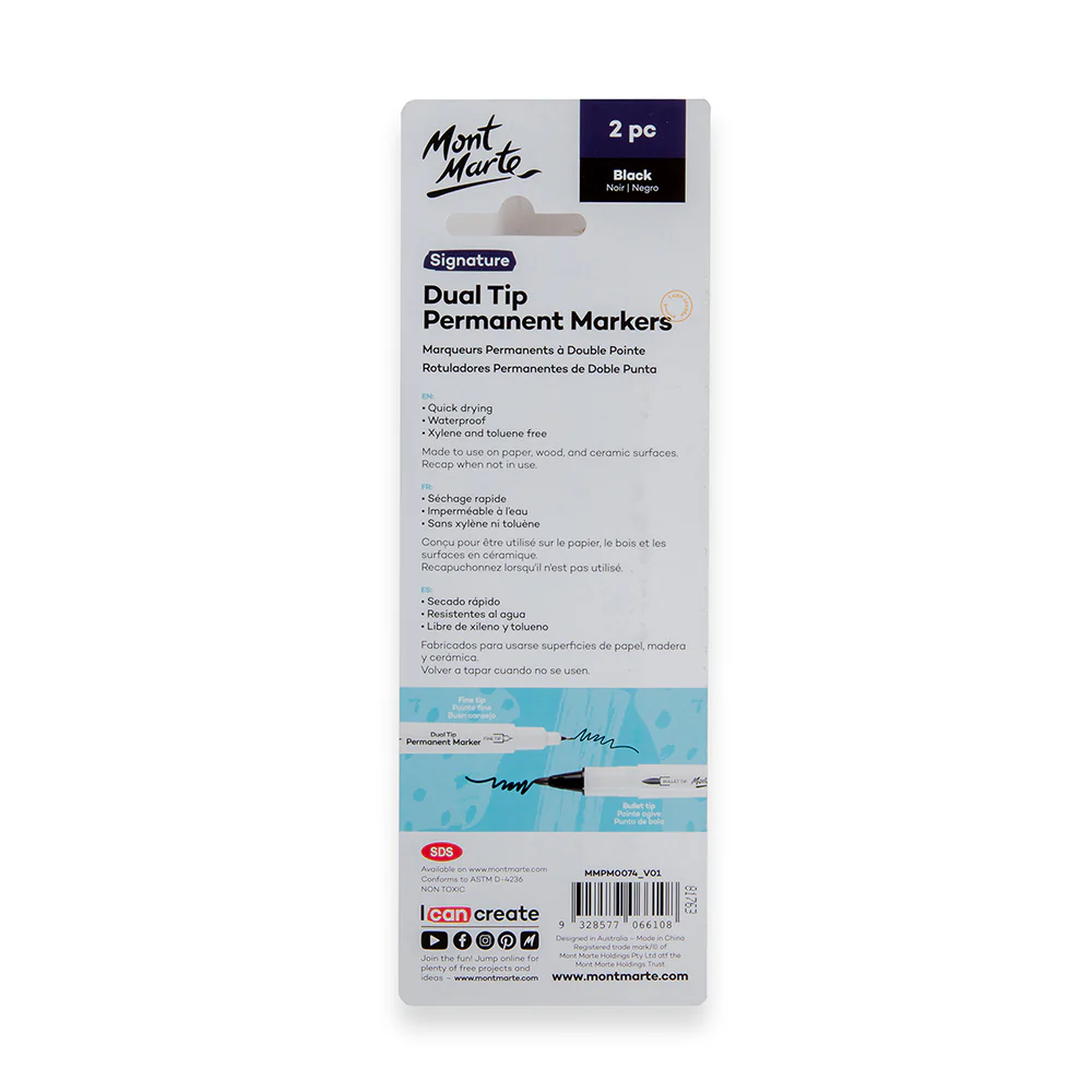 Dual Tip Permanent Markers Signature 2pc - Black - Image 4