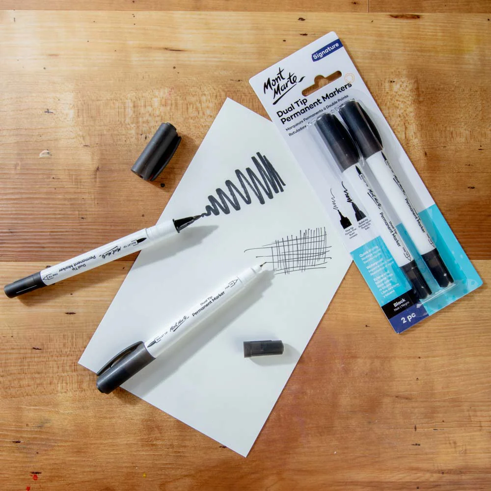 Dual Tip Permanent Markers Signature 2pc - Black - Image 5