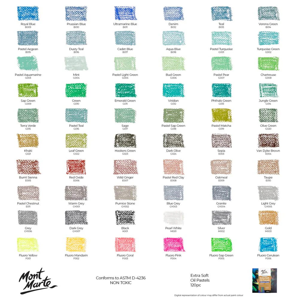 Extra Soft Oil Pastels Vibrant Hues Premium 120pc - Image 11