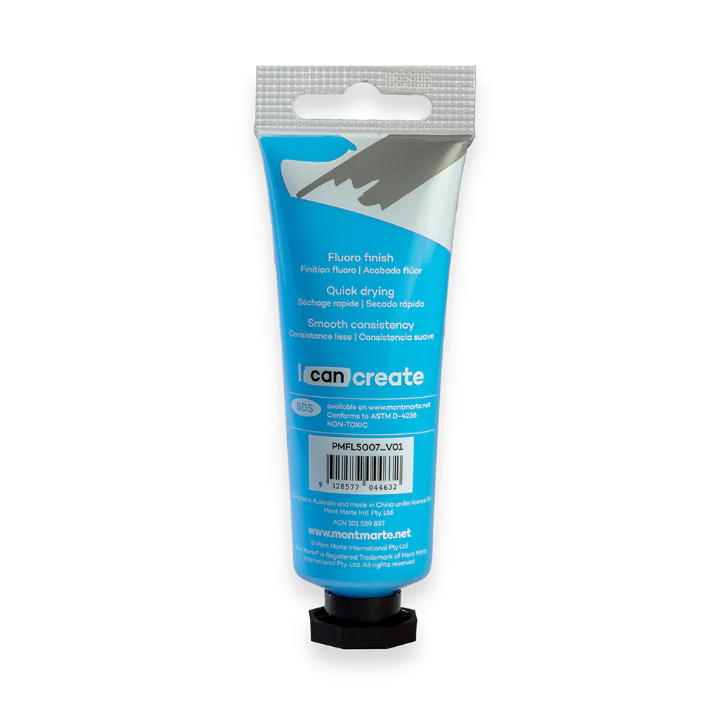 Fluoro Acrylic Paint Premium 50ml (1.7 US fl.oz) Tube - Blue - Image 3