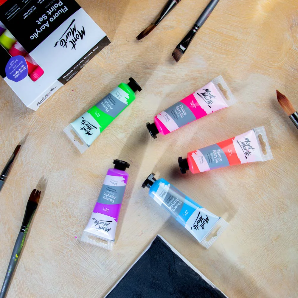 Fluoro Acrylic Paint Premium 50ml (1.7 US fl.oz) Tube - Blue - Image 8