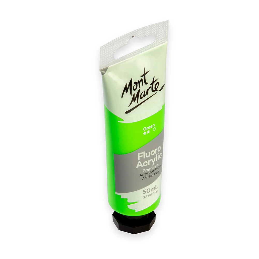 Fluoro Acrylic Paint Premium 50ml (1.7 US fl.oz) Tube - Green - Image 2