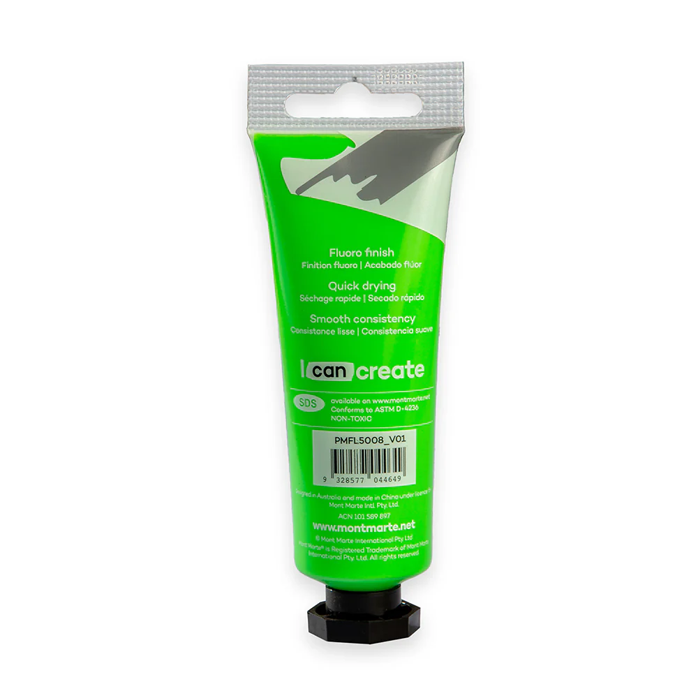 Fluoro Acrylic Paint Premium 50ml (1.7 US fl.oz) Tube - Green - Image 3