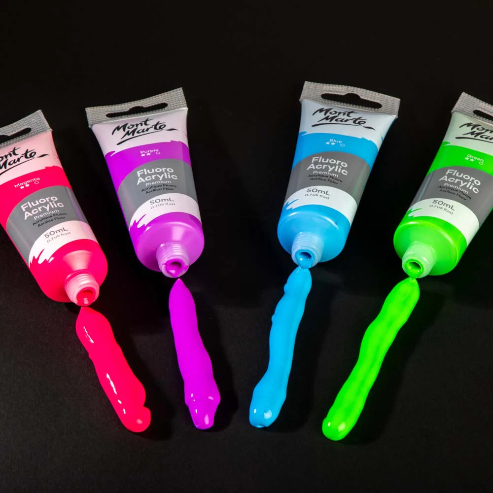Fluoro Acrylic Paint Premium 50ml (1.7 US fl.oz) Tube - Green - Image 4