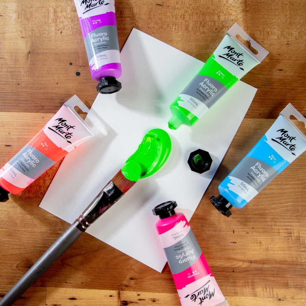 Fluoro Acrylic Paint Premium 50ml (1.7 US fl.oz) Tube - Green - Image 6