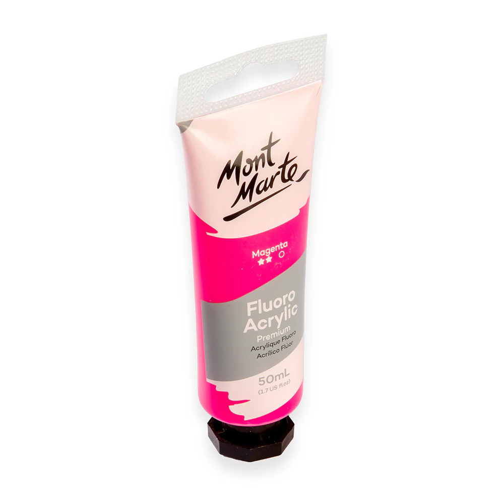 Fluoro Acrylic Paint Premium 50ml (1.7 US fl.oz) Tube - Magenta - Image 2