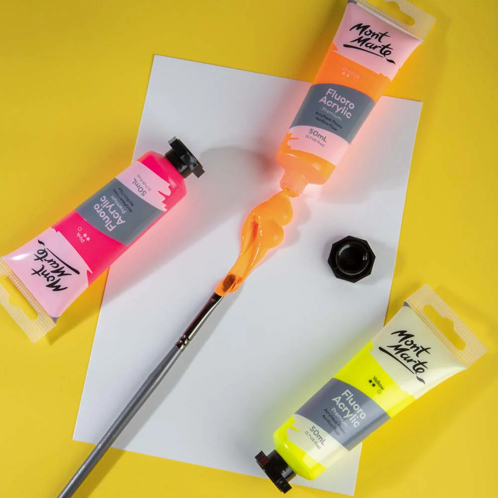 Fluoro Acrylic Paint Premium 50ml (1.7 US fl.oz) Tube - Orange - Image 4