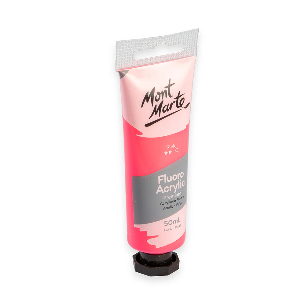 Fluoro Acrylic Paint Premium 50ml (1.7 US fl.oz) Tube - Pink - Image 2