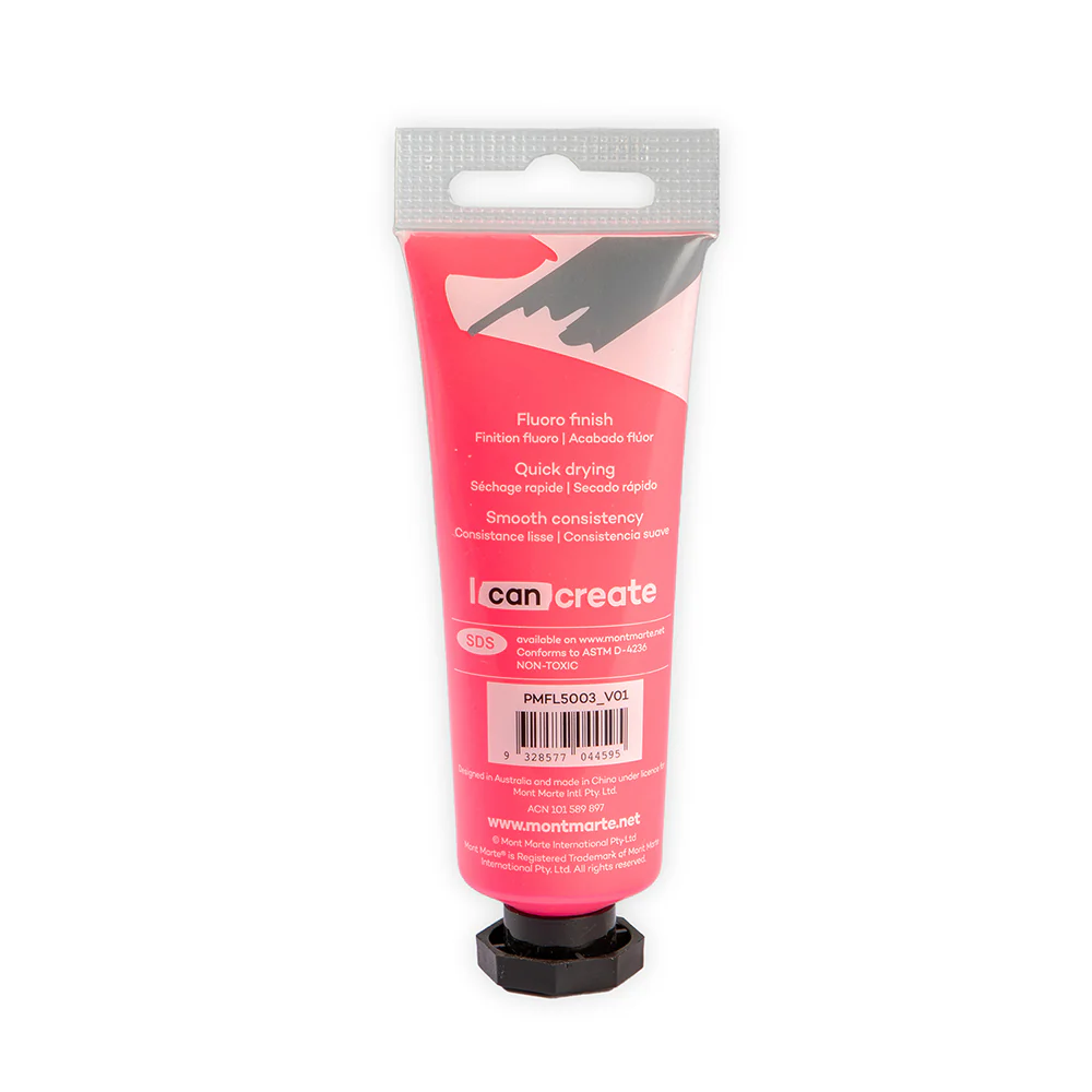 Fluoro Acrylic Paint Premium 50ml (1.7 US fl.oz) Tube - Pink - Image 3