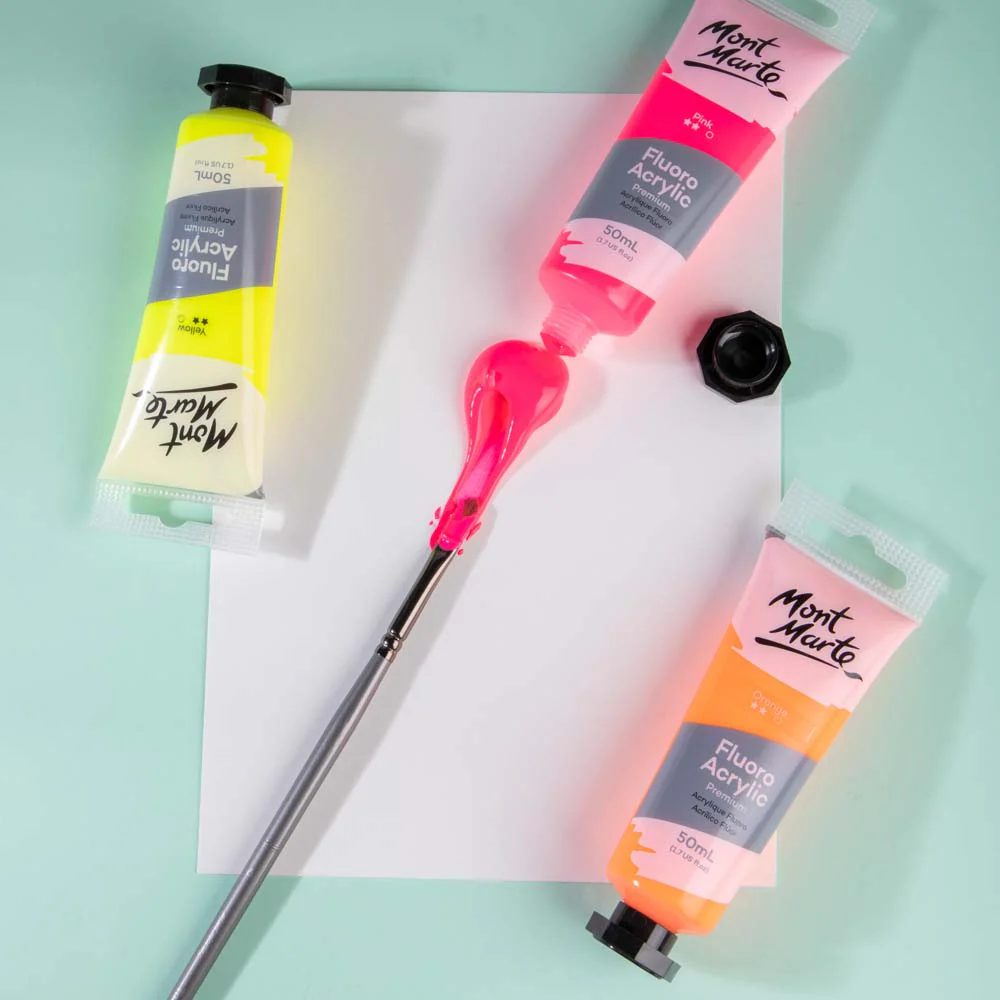 Fluoro Acrylic Paint Premium 50ml (1.7 US fl.oz) Tube - Pink - Image 4