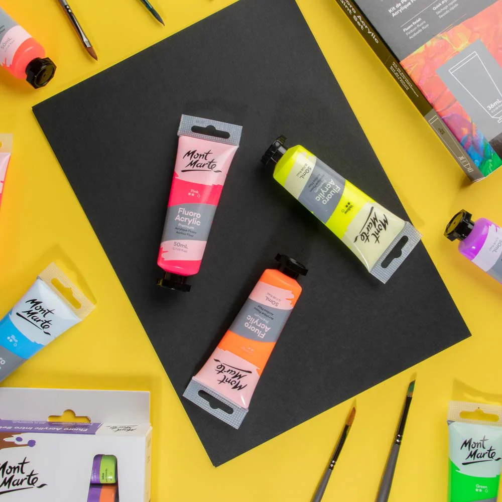 Fluoro Acrylic Paint Premium 50ml (1.7 US fl.oz) Tube - Pink - Image 9