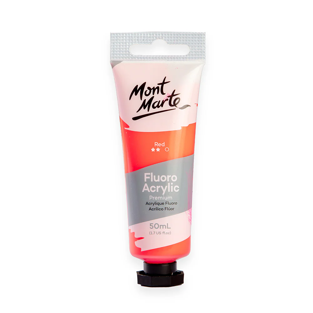 Fluoro Acrylic Paint Premium 50ml (1.7 US fl.oz) Tube - Red