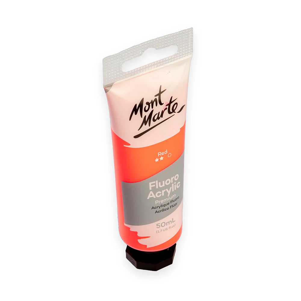 Fluoro Acrylic Paint Premium 50ml (1.7 US fl.oz) Tube - Red - Image 2