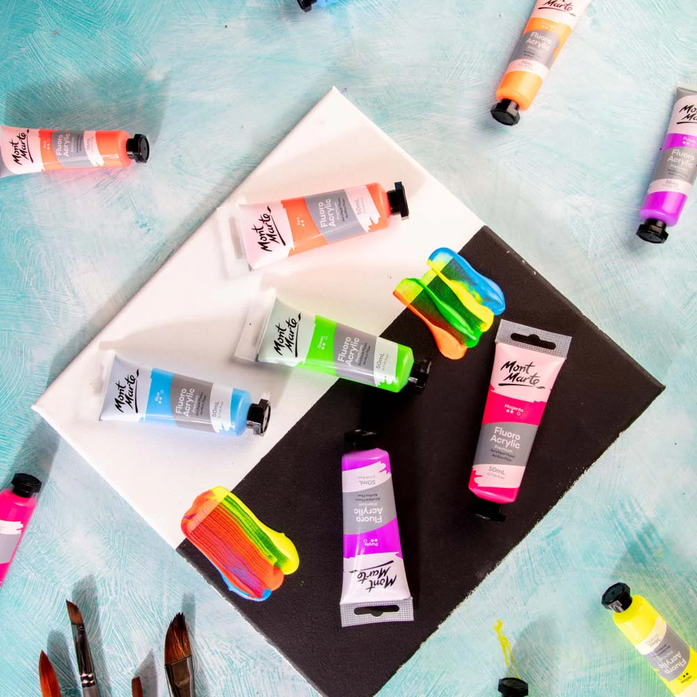 Fluoro Acrylic Paint Premium 50ml (1.7 US fl.oz) Tube - Red - Image 8