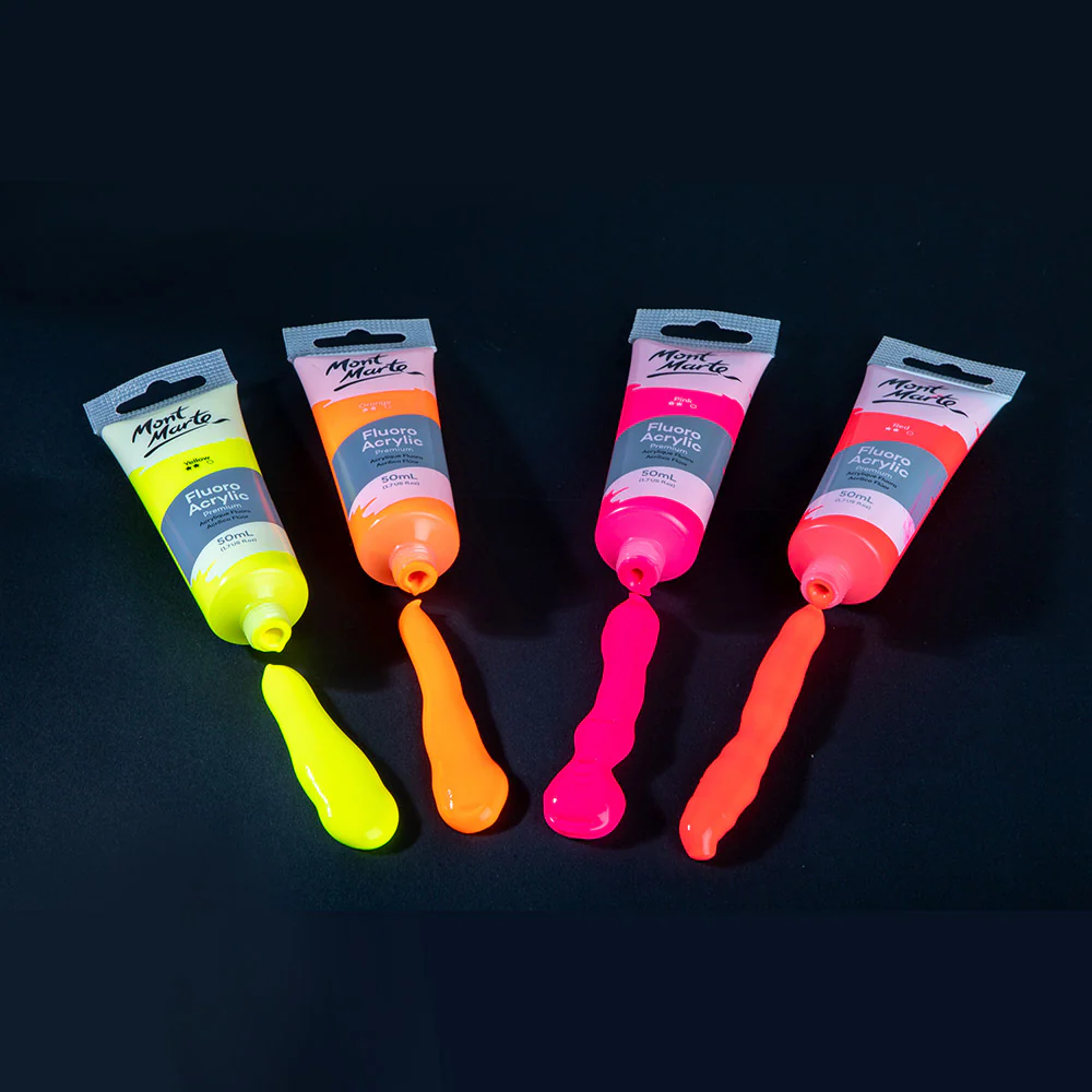 Fluoro Acrylic Paint Premium 50ml (1.7 US fl.oz) Tube - Yellow - Image 5
