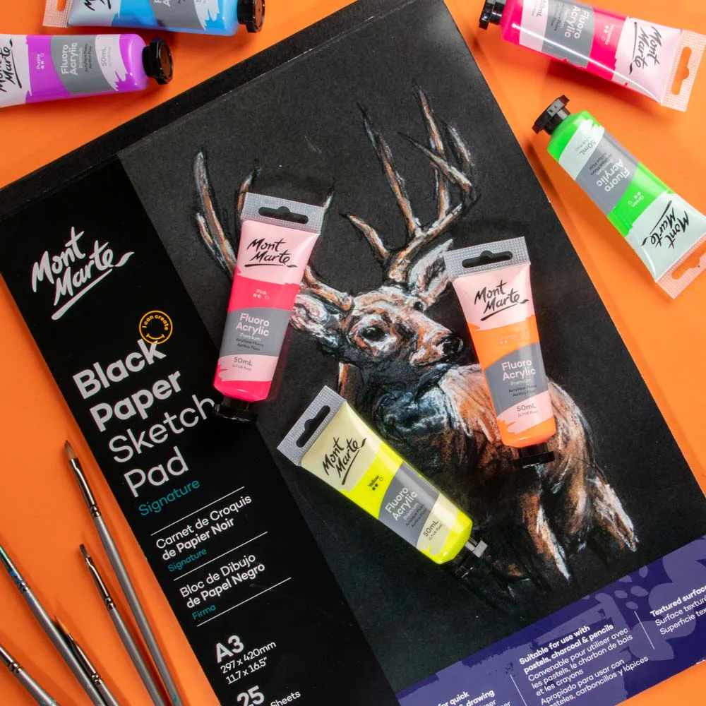 Fluoro Acrylic Paint Premium 50ml (1.7 US fl.oz) Tube - Yellow - Image 8
