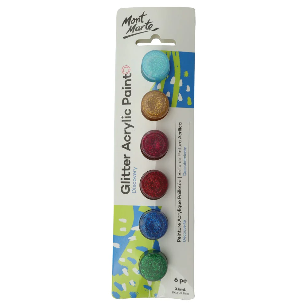 Glitter Acrylic Paints Discovery 6pc x 3.6ml (0.12 US fl.oz)