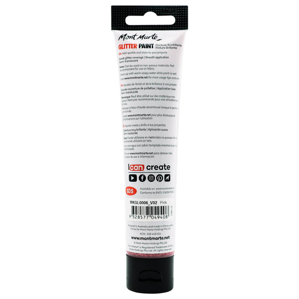 Glitter Paint 75ml (2.5 US fl.oz) - Pink - Image 3
