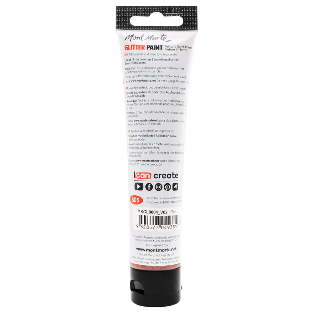Glitter Paint 75ml (2.5 US fl.oz) - Red - Image 3