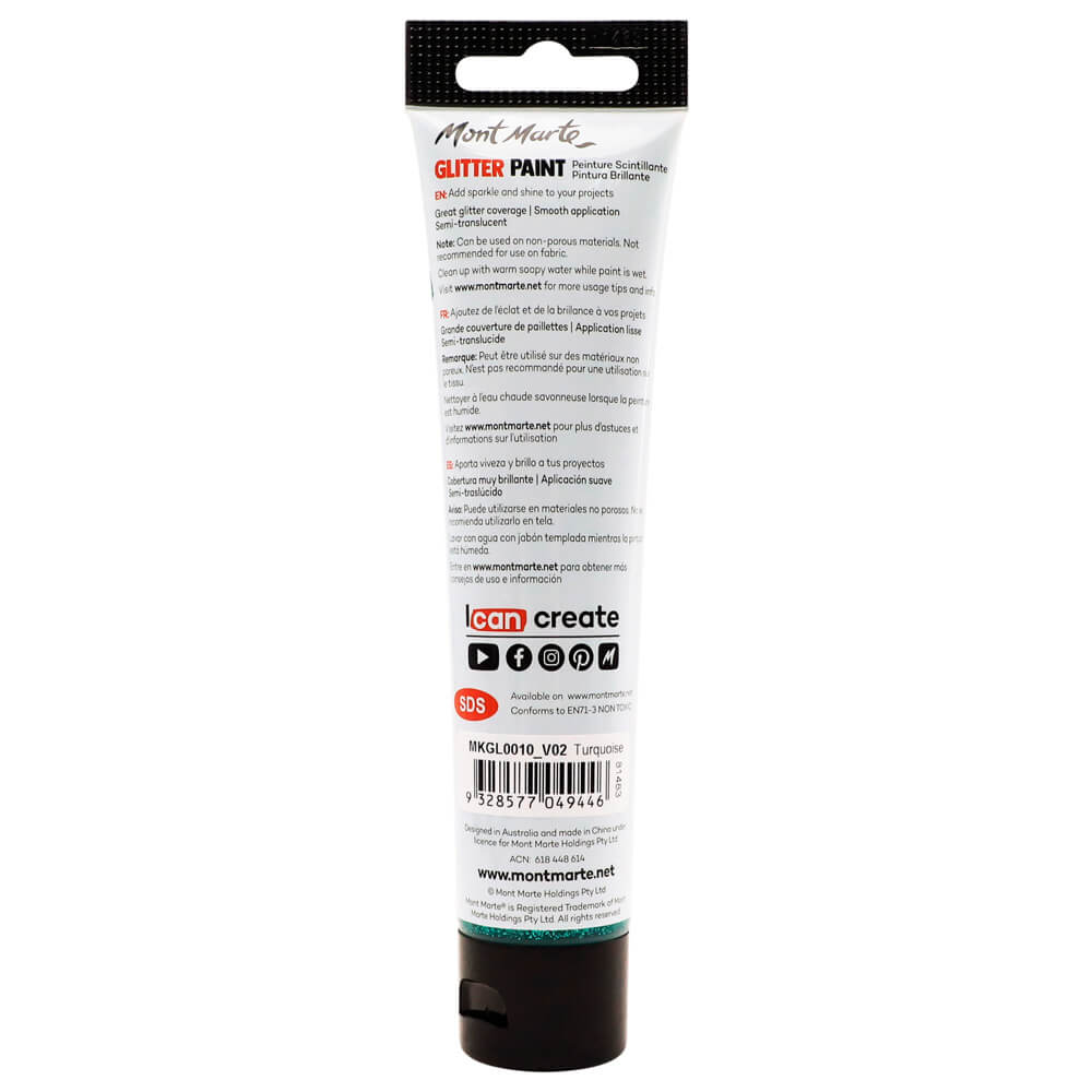 Glitter Paint 75ml (2.5 US fl.oz) - Turquoise - Image 3