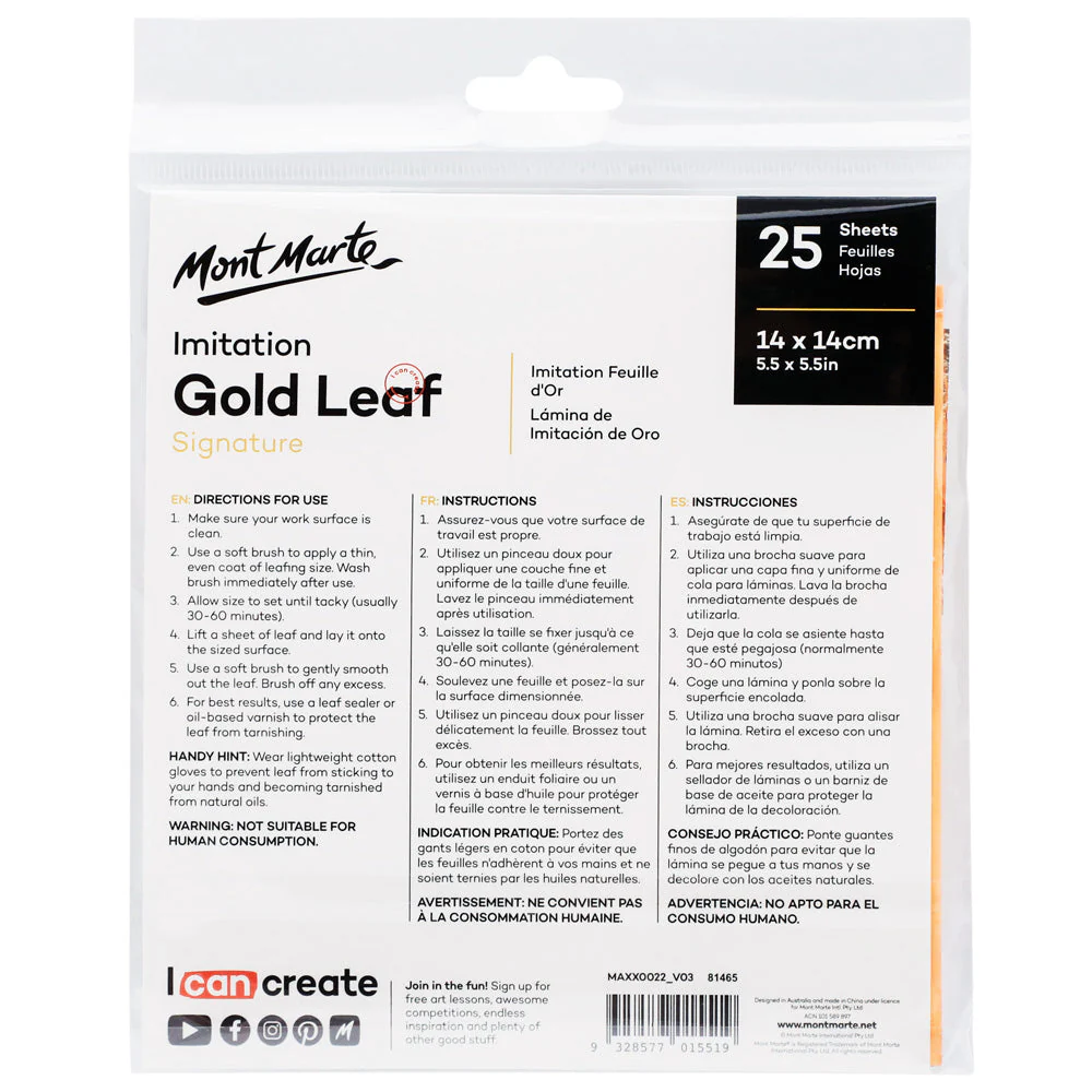 Imitation Gold Leaf Signature 14cm x 14cm (5.5in) 25 Sheets - Image 5