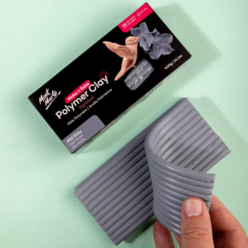 Make n Bake Polymer Clay Signature 400g (14.1oz) - Mid Grey - Image 2