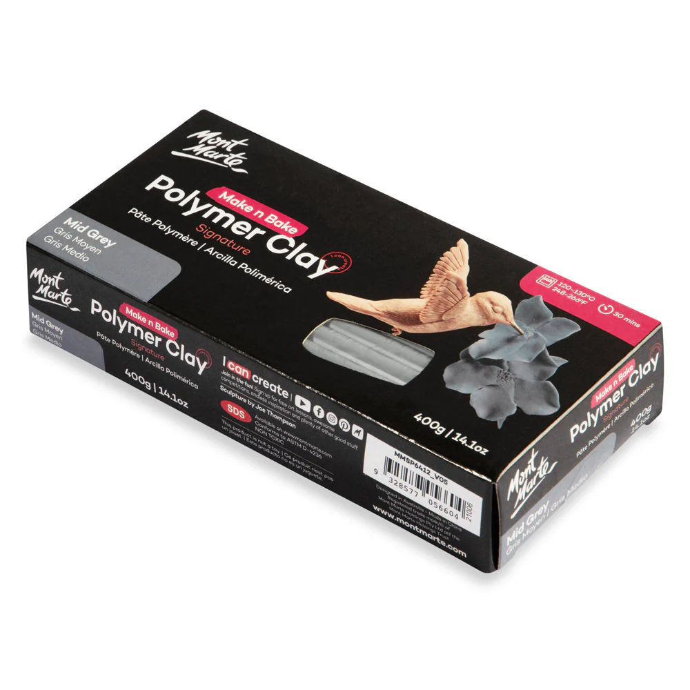 Make n Bake Polymer Clay Signature 400g (14.1oz) - Mid Grey - Image 3
