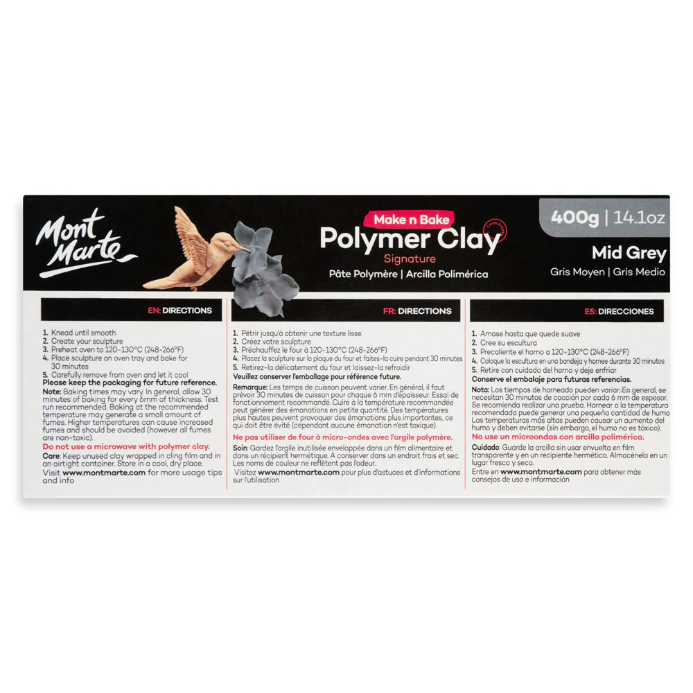 Make n Bake Polymer Clay Signature 400g (14.1oz) - Mid Grey - Image 4