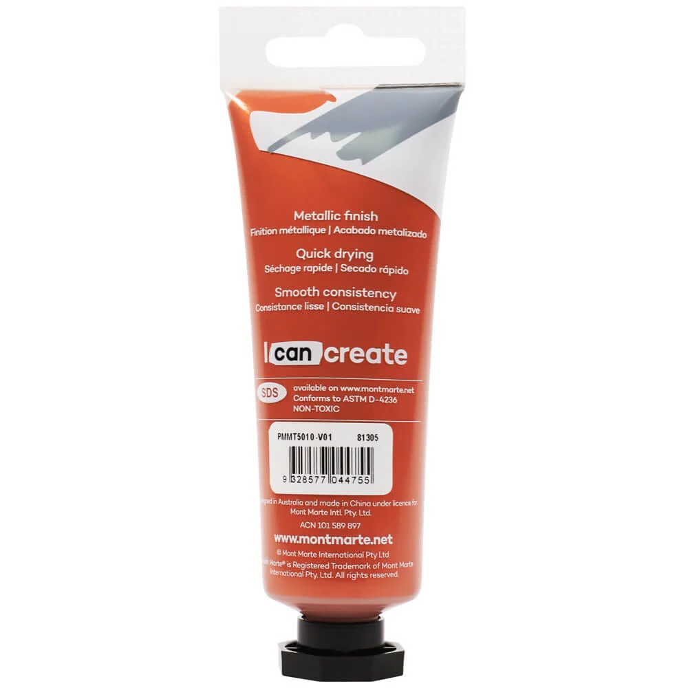 Metallic Acrylic Paint Premium 50ml (1.7 US fl.oz) Tube - Copper - Image 2