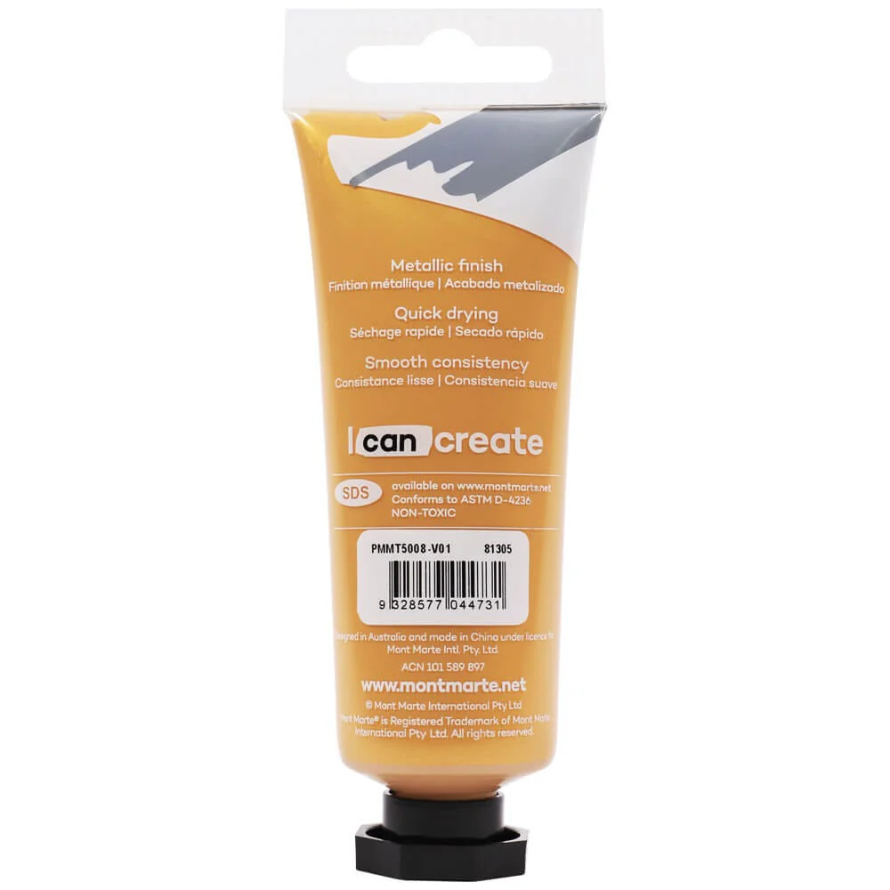 Metallic Acrylic Paint Premium 50ml (1.7 US fl.oz) Tube- Gold - Image 2