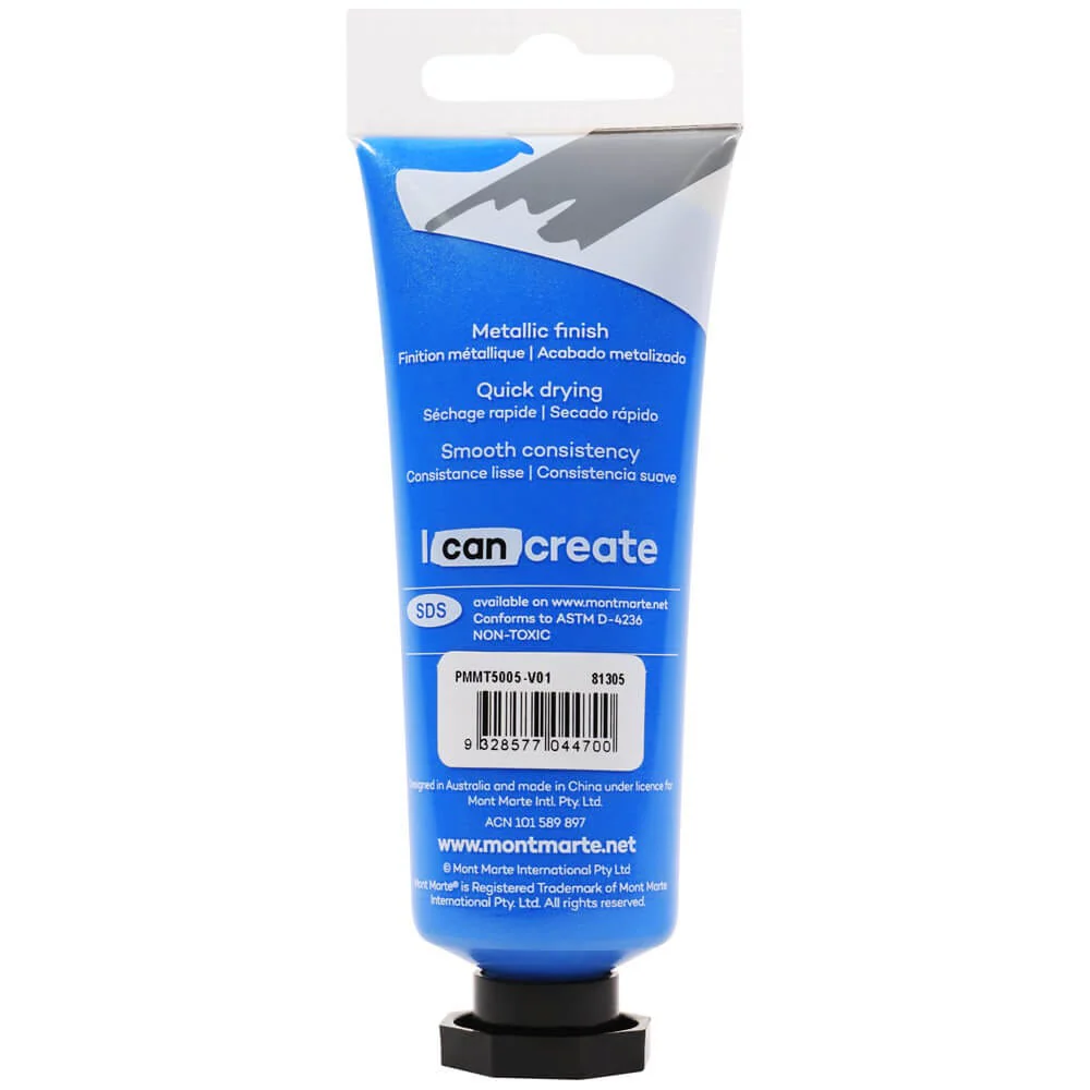 Metallic Acrylic Paint Premium 50ml (1.7 US fl.oz) Tube - Phthalo Blue - Image 2